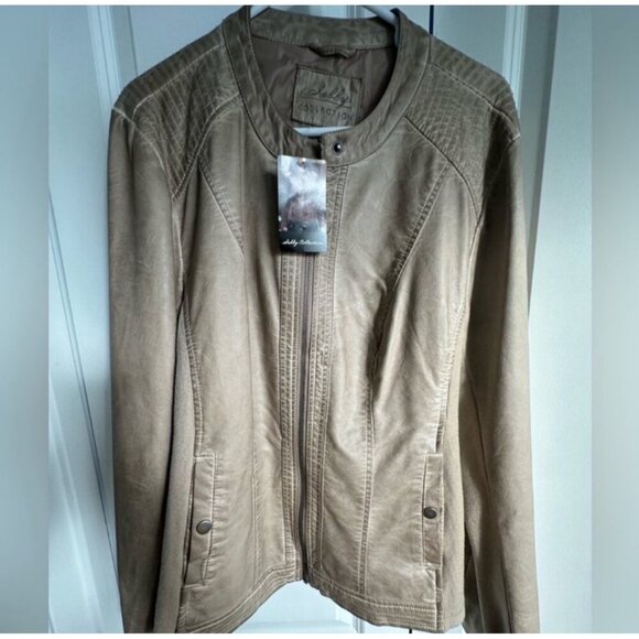 Shelby Collection Light Taupe Faux Leather Womens Jacket XX-Large With Tags - Picture 3 of 7